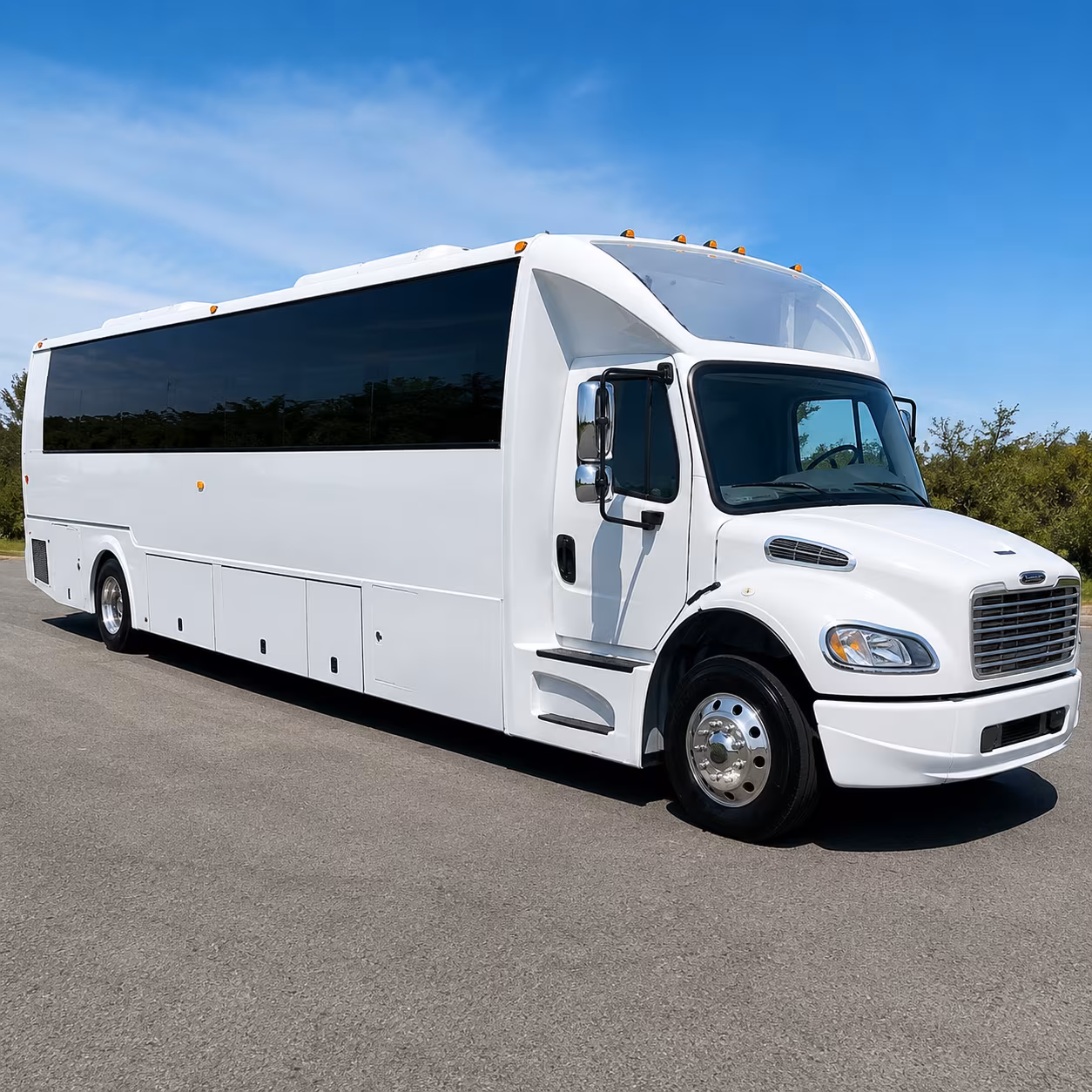Group beside a Mercedes Sprinter limo in Tyler