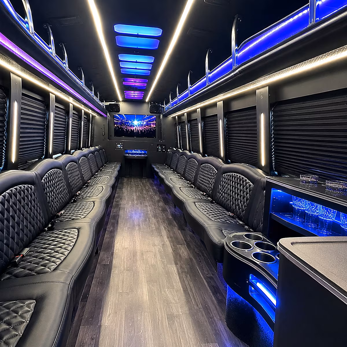 Tyler Concert & Music Festival Transportation party bus interior