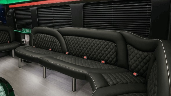 Interior of Tyler Party Bus Company's 14 Passenger Sprinter Limousine in Rockwall
