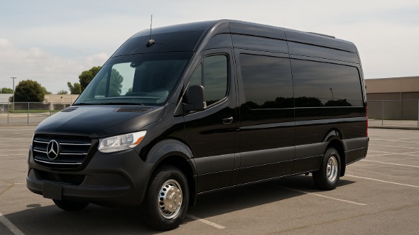 Exterior of Tyler Party Bus Company's 14 Passenger Sprinter Limousine in Rockwall