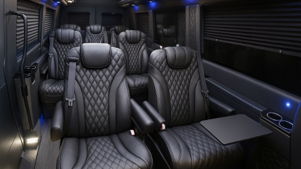 Interior of Tyler Party Bus Company's 15 Passenger Mini Bus in Tyler