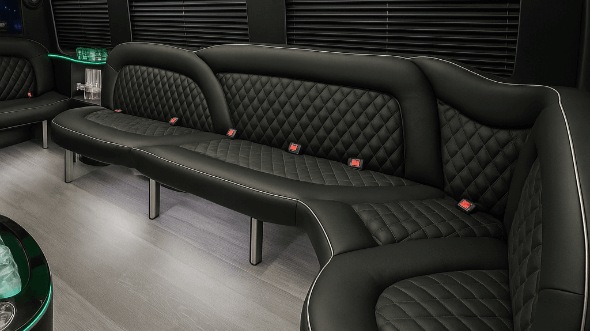 Interior of Tyler Party Bus Company's 15 Passenger Party Bus in Bossier City