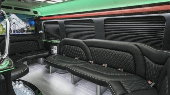 Interior of Tyler Party Bus Company's 18 Passenger Party Bus in Wylie