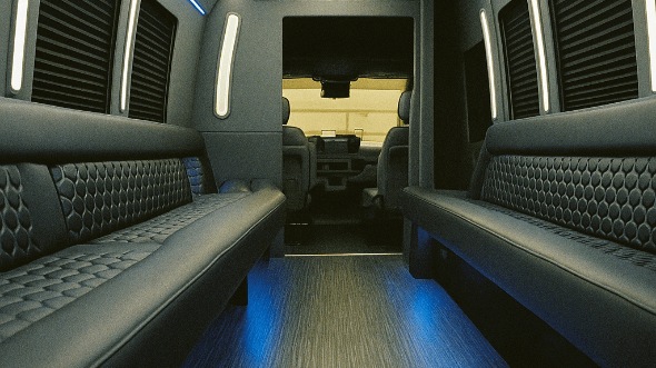 Interior of Tyler Party Bus Company's 20 Passenger Party Bus in Dallas