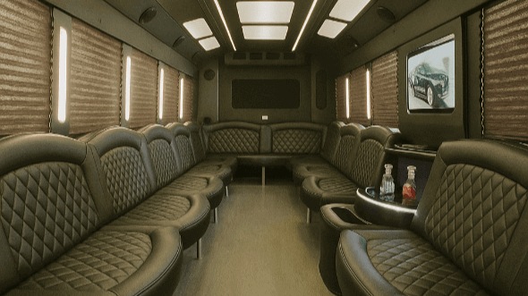 Interior of Tyler Party Bus Company's 20 Passenger Party Bus in DeSoto