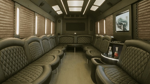 Interior of Tyler Party Bus Company's 25 Passenger Party Bus in Garland