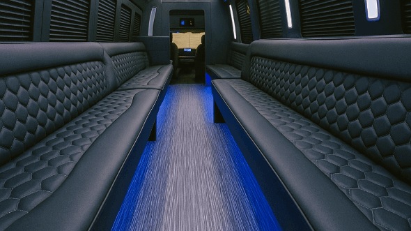 Interior of Tyler Party Bus Company's 25 Passenger Party Bus in Rowlett