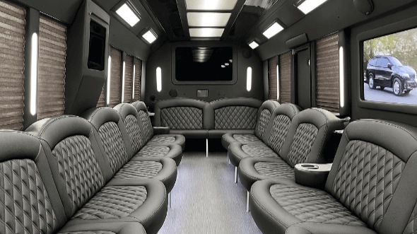 Interior of Tyler Party Bus Company's 28 Passenger Party Bus in Rockwall