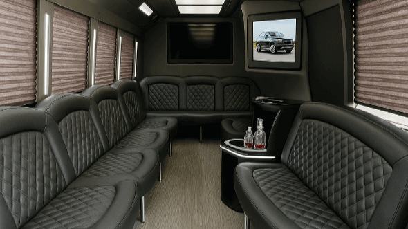 Interior of Tyler Party Bus Company's 30 Passenger Party Bus in Rockwall