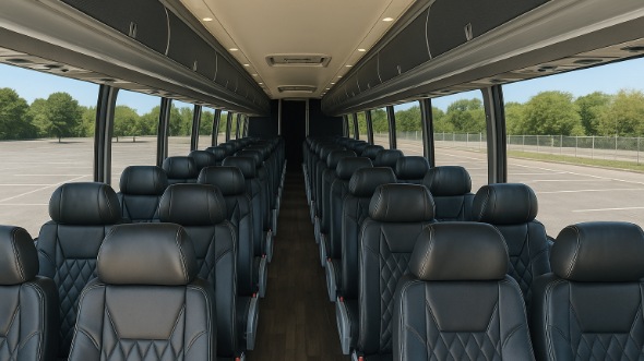 Interior of Tyler Party Bus Company's 40 Passenger Charter Bus in Tyler