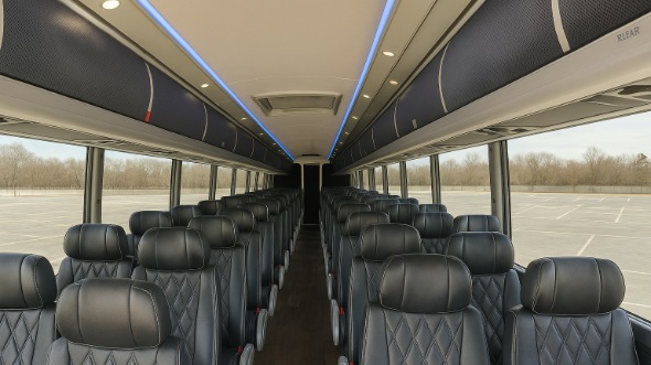 Interior of Tyler Party Bus Company's 44 Passenger Charter Bus in Tyler