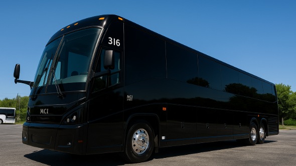 Exterior of Tyler Party Bus Company's 44 Passenger Charter Bus in Tyler