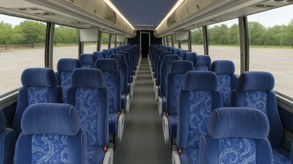 Interior of Tyler Party Bus Company's 45 Passenger Charter Bus in Tyler