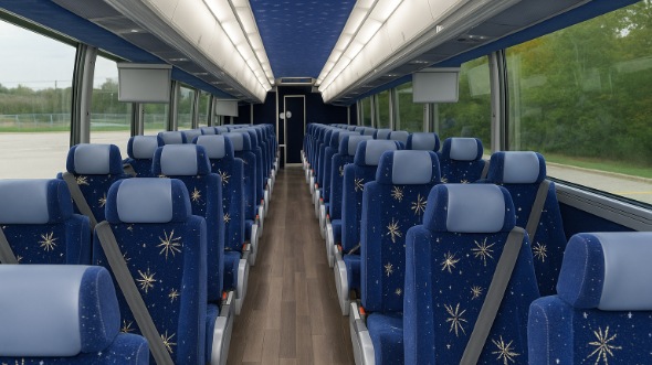 Interior of Tyler Party Bus Company's 46 Passenger Charter Bus in Tyler