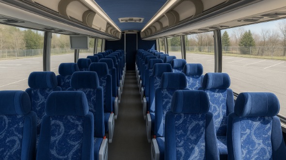 Interior of Tyler Party Bus Company's 48 Passenger Charter Bus in Tyler