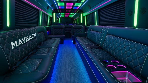 Interior of Tyler Party Bus Company's 50 Passenger Party Bus in DeSoto