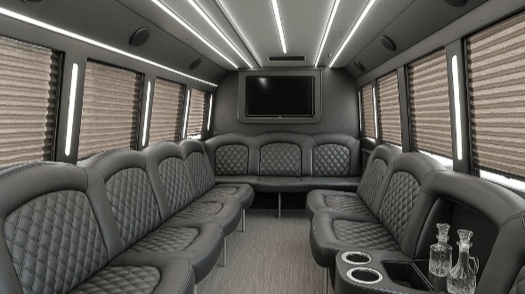 Interior of Tyler Party Bus Company's 50 Passenger Party Bus in Rockwall