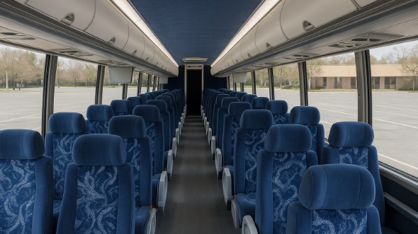 Interior of Tyler Party Bus Company's 51 Passenger Charter Bus in Tyler