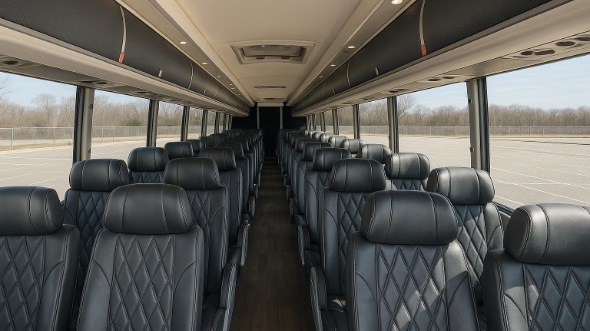 Interior of Tyler Party Bus Company's 54 Passenger Charter Bus in Tyler