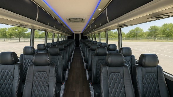 Interior of Tyler Party Bus Company's ADA Charter Bus in Tyler
