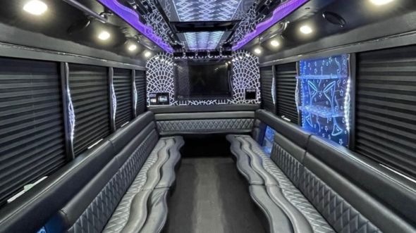 tyler 30 passenger party bus inside