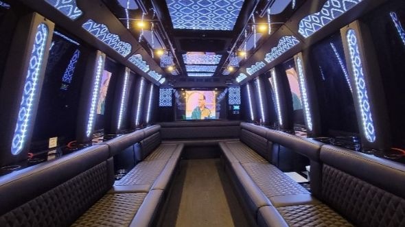 tyler 40 passenger party bus inside